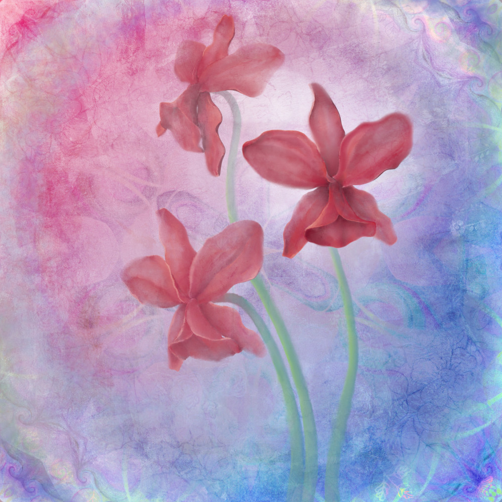 Digital painting of red flowers
