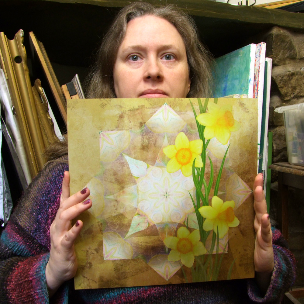Daffodil painting printed on alluminium